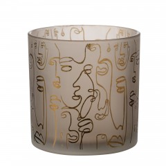 CANDLEHOLDER HAPPY FACES BEIGE    - CANDLE HOLDERS